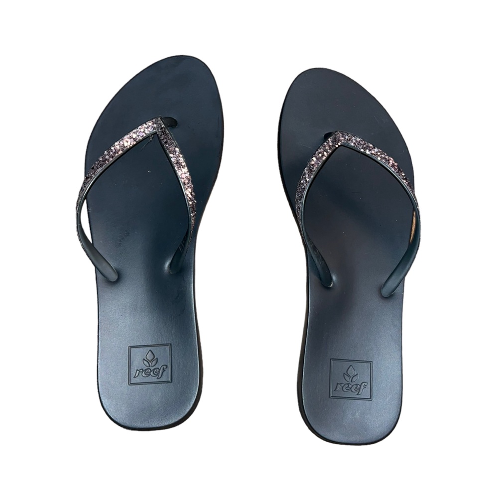 Reef Women's Black Flip Sandals with Sparkle-Strap